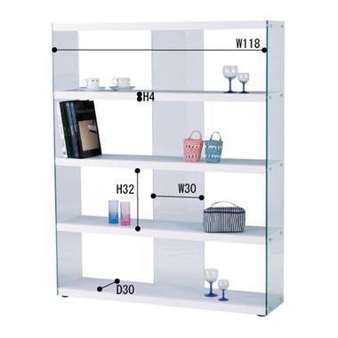 AZUMAYA(東谷) ワイドガラスシェルフ 強化ガラス 店舗用什器 コレクション棚 ホワイト｜HAB-625WH(4985155027613)の画像
