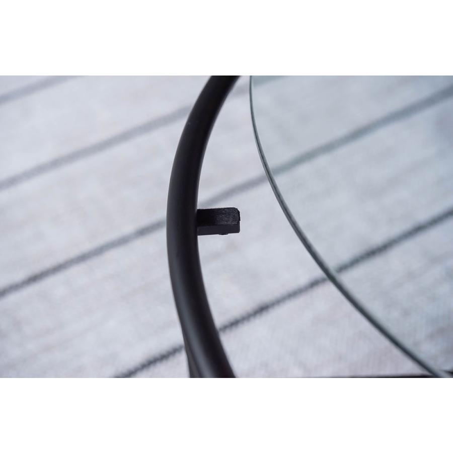 AZUMAYA(東谷) サイドテーブル 丸 ガラス マット アイアン Sサイズ