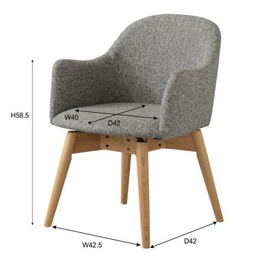 AZUMAYA(東谷) カラメリ 回転式チェア ダイニングチェア グレー｜KRM