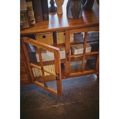 AZUMAYA(東谷) キャビネット ガラス扉 引出し 木製 ティンバー｜PM-308