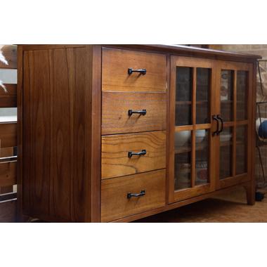 AZUMAYA(東谷) キャビネット ガラス扉 引出し 木製 ティンバー｜PM-308