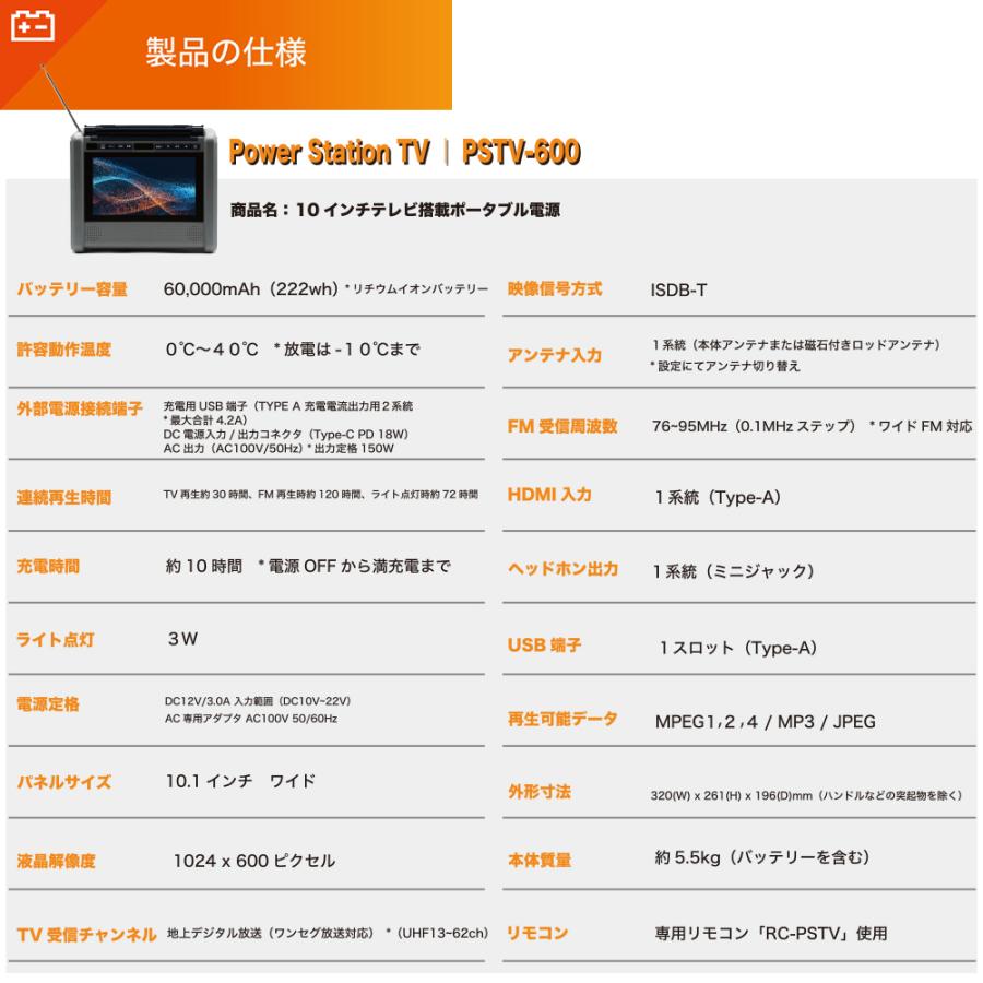 ポータブル電源 Wizz(ウィズ) 10インチTV搭載ポータブル電源 パワー 