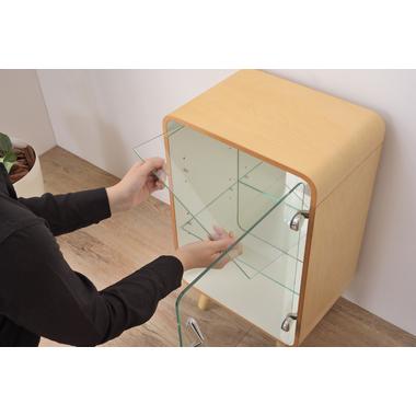 AZUMAYA(東谷) コレクションシェルフ S 強化ガラス扉 ナチュラル｜PT