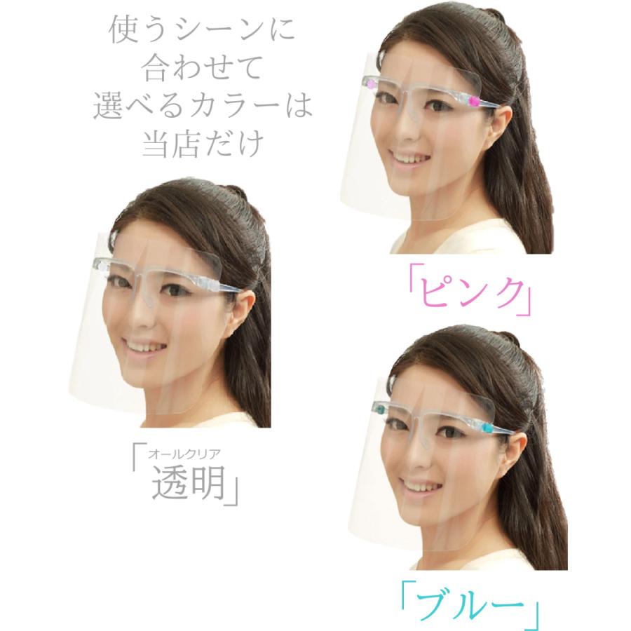 5個：ブルー】[全国送料無料] フェイスシールド 可動式 開閉式 眼鏡