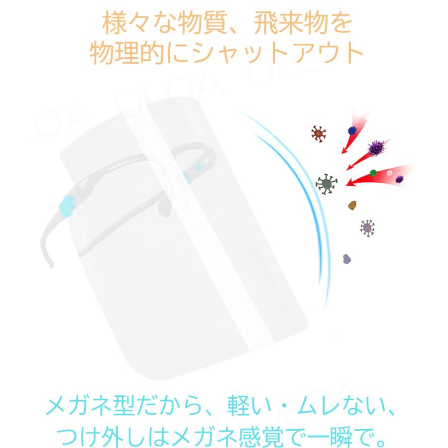 5個：ブルー】[全国送料無料] フェイスシールド 可動式 開閉式 眼鏡