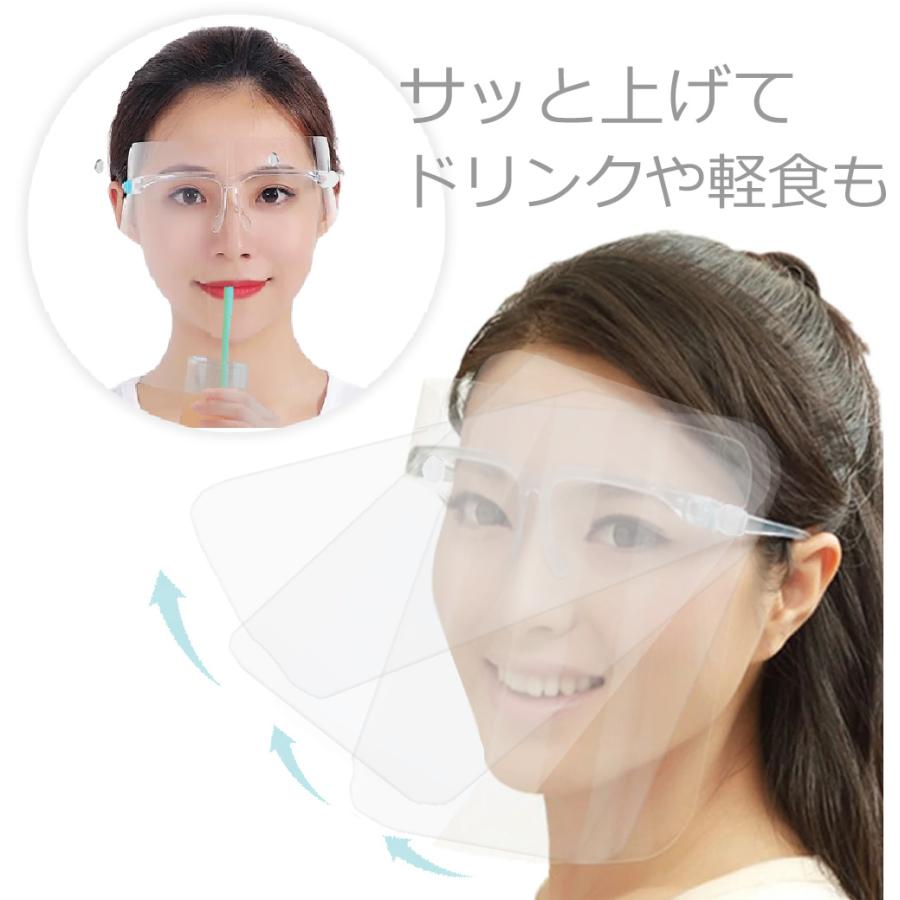 10個：ブルー】 可動式 開閉式 フェイスシールド 眼鏡タイプ フェイス