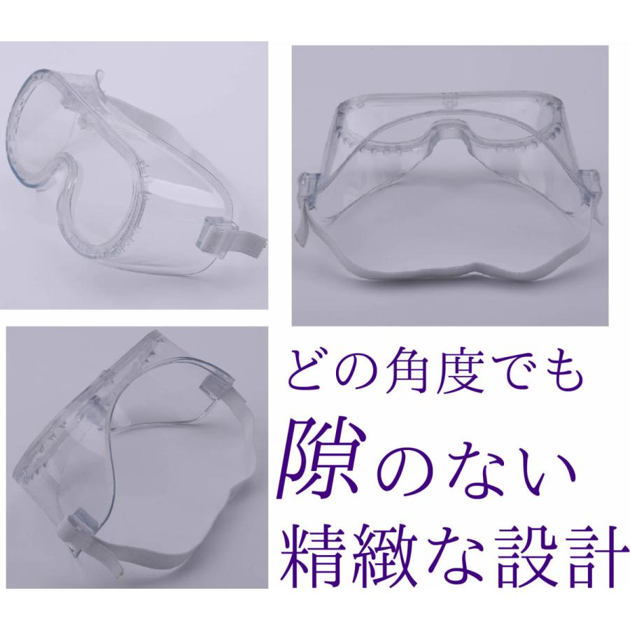 【3個】 保護メガネ  花粉症 安全ゴーグル 医療用 眼鏡の上から着用 コロナウイルス 眼鏡併用 対策 飛沫感染 歯科医院 オーバーグラス 曇り止め 防塵 防水｜wismart｜05