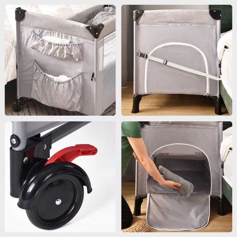 Kennkari ベビーベッド ベビーサークル 折りたたみ 添い寝ベッド