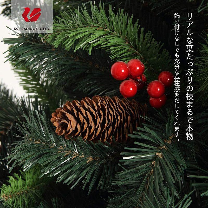 クリスマスツリー 枝大幅増量タイプ 松ぼっくり付き、赤い実付き、おしゃれなヒンジ式クリスマスツリー 150CM KSTT - 8
