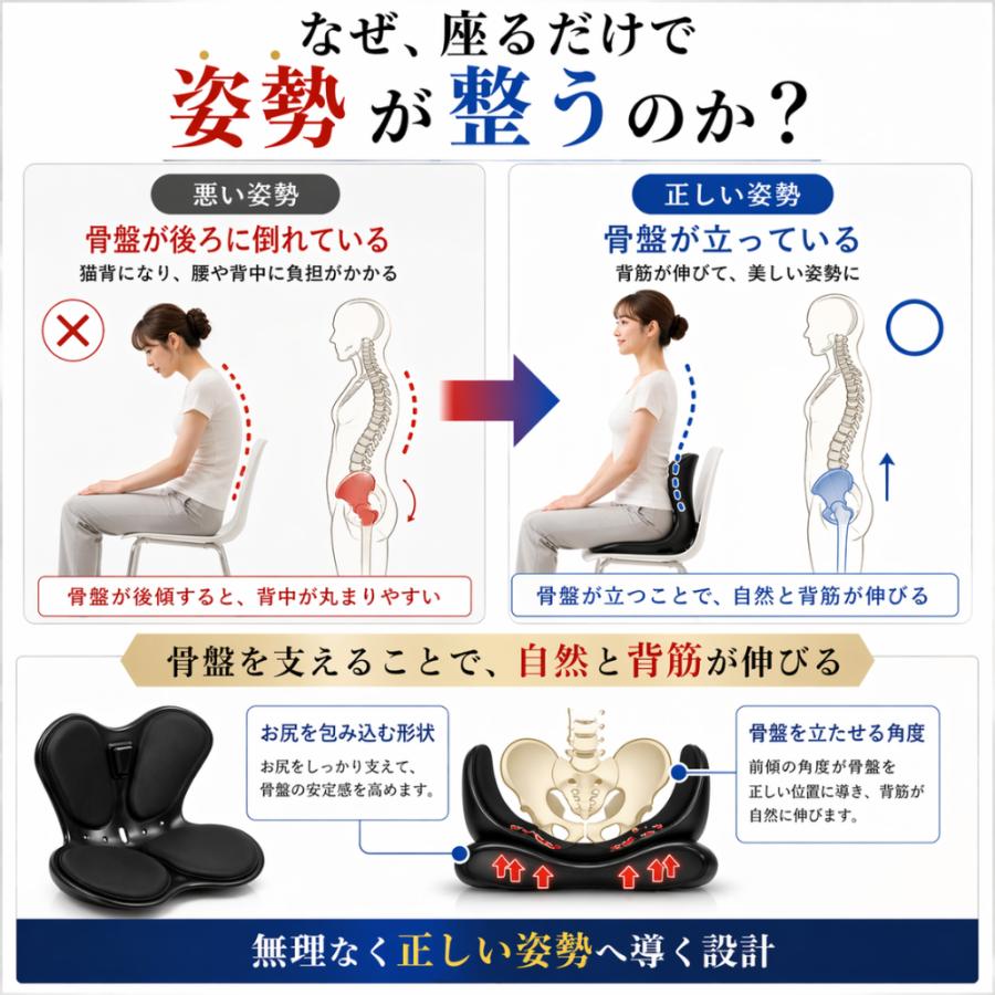 骨盤サポートチェア 姿勢矯正 クッション 骨盤矯正 腰痛 猫背対策