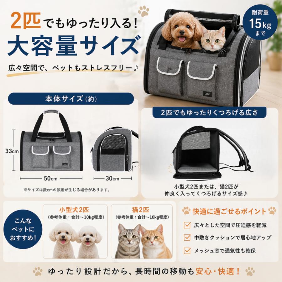 ペットキャリーバッグ リュック型 折りたたみ 軽量 通気性抜群 犬 猫