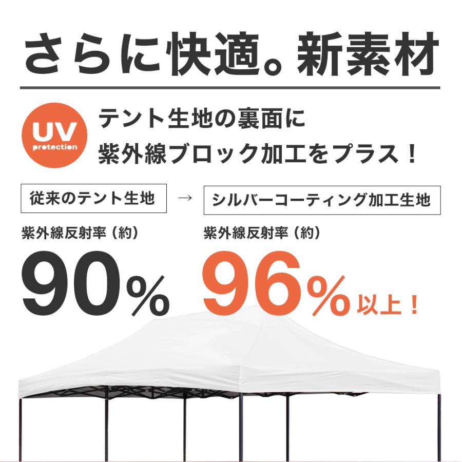 wisteria【6月7日頃入荷予定】タープテント 大型 白 3m×6m 横幕3面付き UVカット 専用ケース付属!! ワンタッチ イベント テント ###幕テント3X6CUV###｜wisteriamount｜03