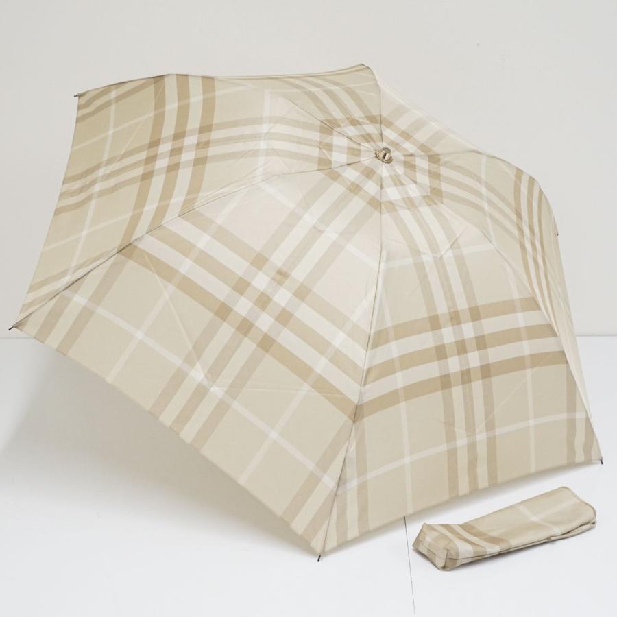 折りたたみ傘 BURBERRY バーバリー USED美品 チェック ベージュ 55cm 