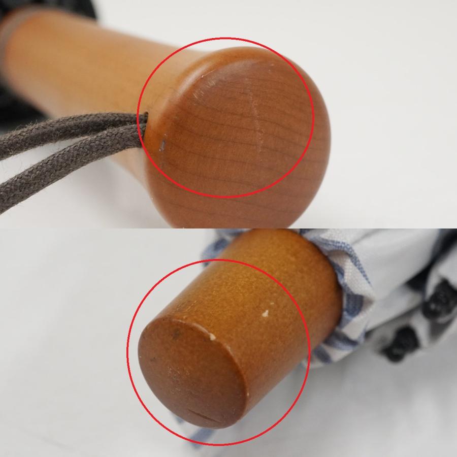 日傘 サンバリア100 完全遮光折日傘 USED美品 2段折 ボーダー ホワイト