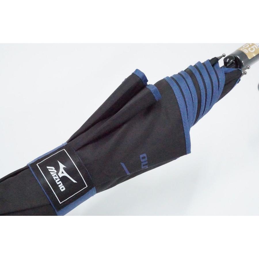 耐風傘 MIZUNO ミズノ 紳士傘 USED美品 ロゴ パイピング ブラック ジャンプ 耐風 大判 65cm C A0247｜wit-yshop｜06