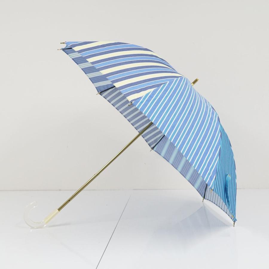 【高級品美品】日傘 槙田商店 stripe 晴雨兼用 50cm 日傘 槇田商店 USED美品 stripe pattern4 ブルー 晴雨兼用 高級