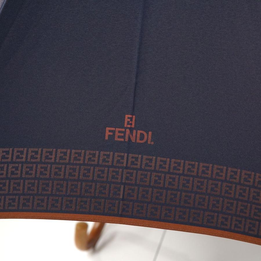 高級紳士傘 FENDI フェンディ USED美品 ジャガード ズッカ ネイビーx 