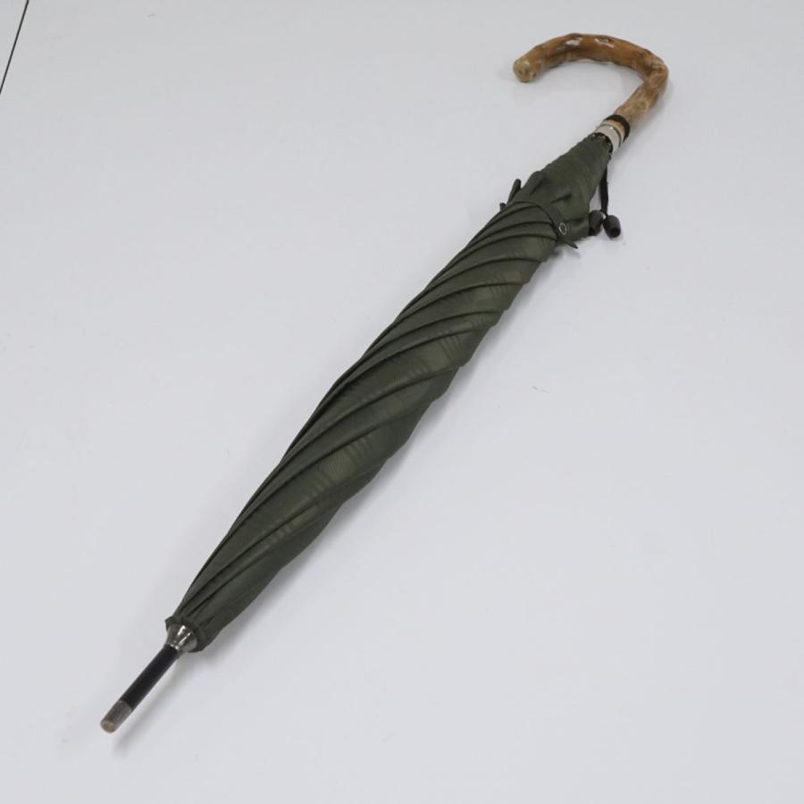 傘 WAKO 銀座和光 USED品 紳士傘 チェス グリーン コンゴ手元 タッセル