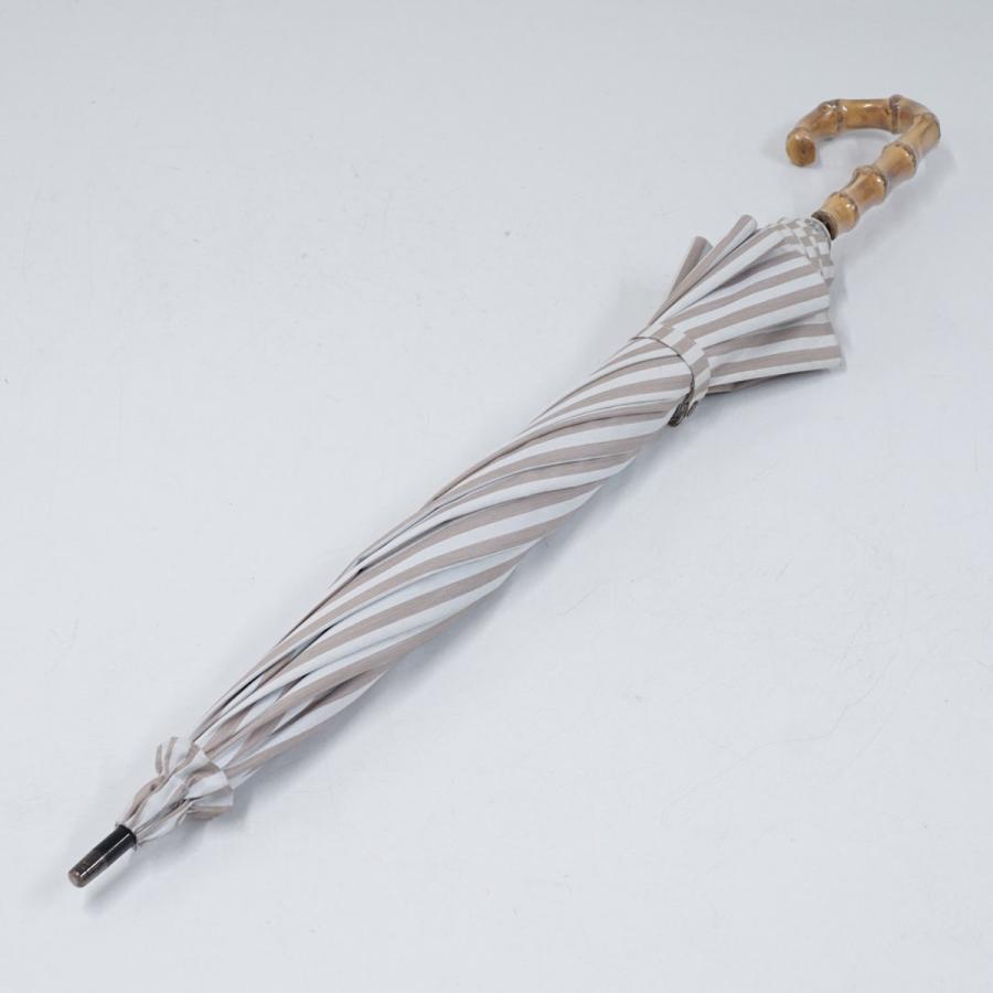 サンバリア100 完全遮光日傘 USED美品 晴雨兼用 ストライプ モカ UV