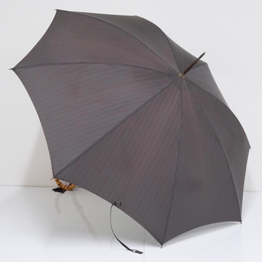 Fox Umbrellas 茶ストライプ 長傘 傘 FOX UMBRELLAS フォックス アンブレラズ USED美品 細巻 ストライプ