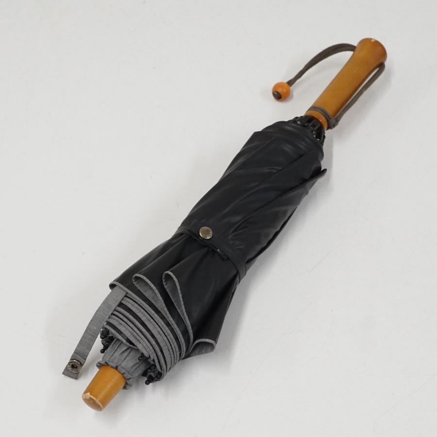 完全遮光折日傘 サンバリア100 USED美品 2段折 フロストグレー 木製