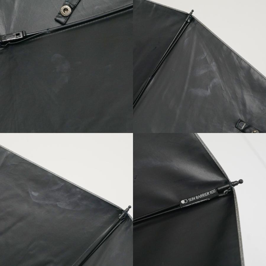 完全遮光折日傘 サンバリア100 USED美品 2段折 フロストグレー 木製