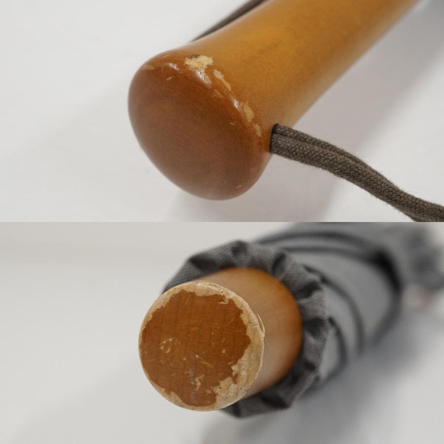 完全遮光折日傘 サンバリア100 USED美品 2段折 フロストグレー 木製