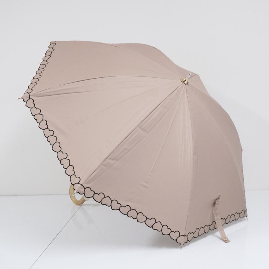 FURLA（フルラ） 日傘 晴雨兼用 チャーム ハート刺繍 USED美品 モカ
