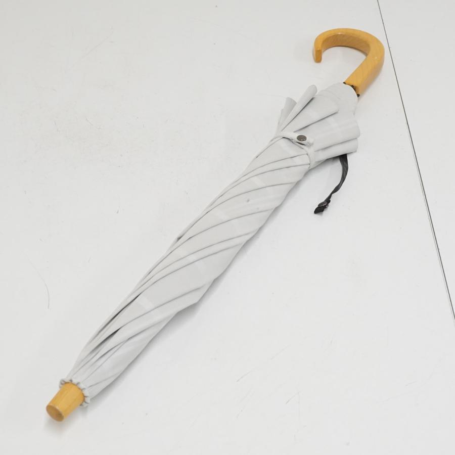 サンバリア100 完全遮光折日傘 USED品 2段折 チェック ホワイト UV 遮