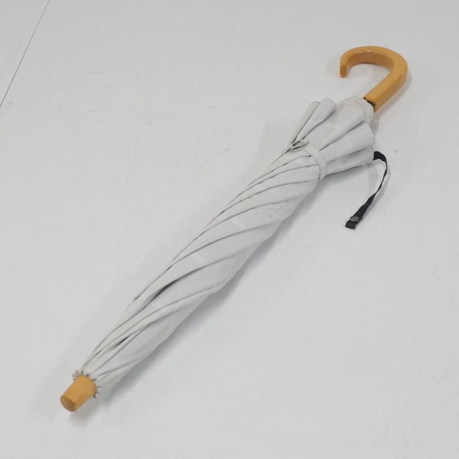 サンバリア100 完全遮光折日傘 USED品 2段折 チェック ホワイト UV 遮