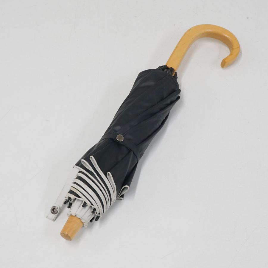 サンバリア100 完全遮光折日傘 USED品 2段折 チェック ホワイト UV 遮