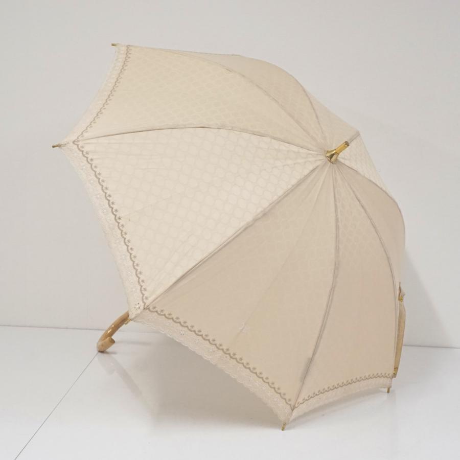 日傘 CELINE セリーヌ USED美品 マカダム ベージュ ロゴ 刺繡