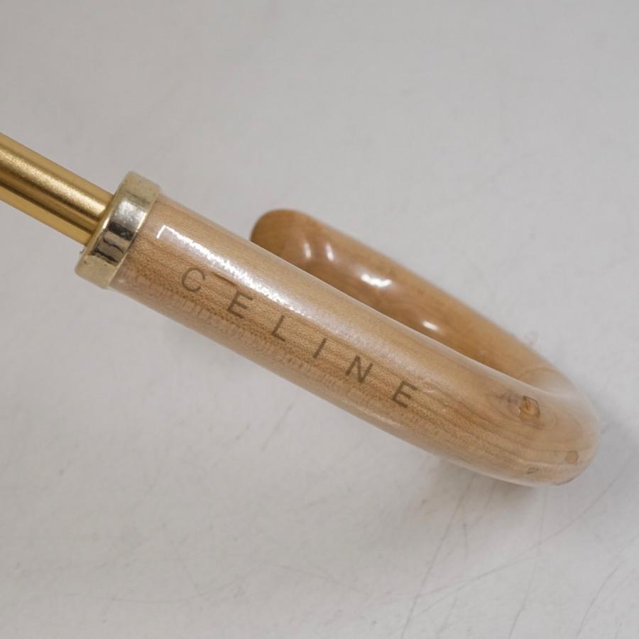 日傘 CELINE セリーヌ USED美品 マカダム ベージュ ロゴ 刺繡