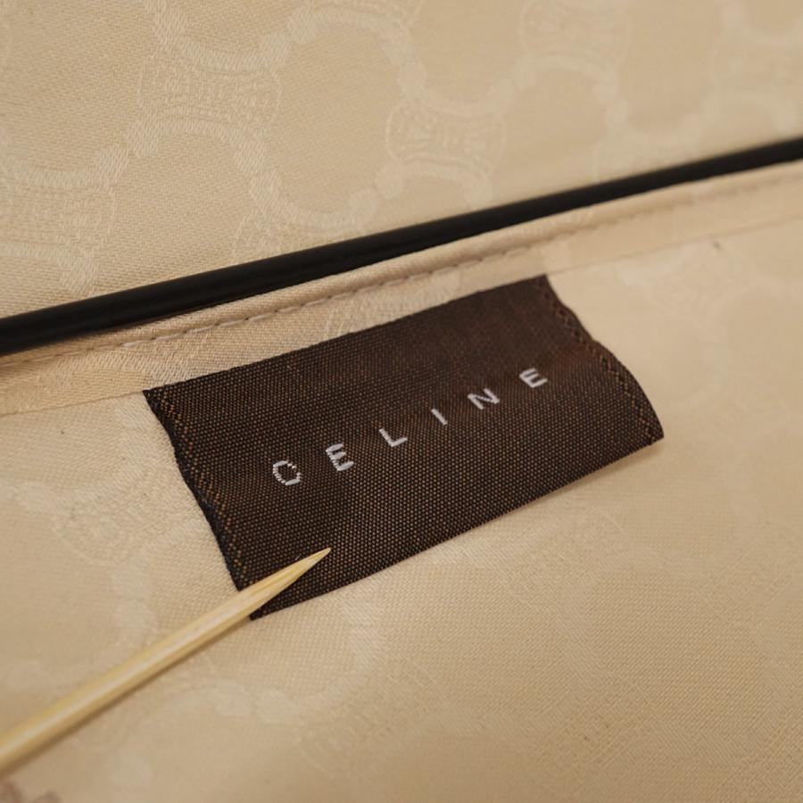 日傘 CELINE セリーヌ USED美品 マカダム ベージュ ロゴ 刺繡