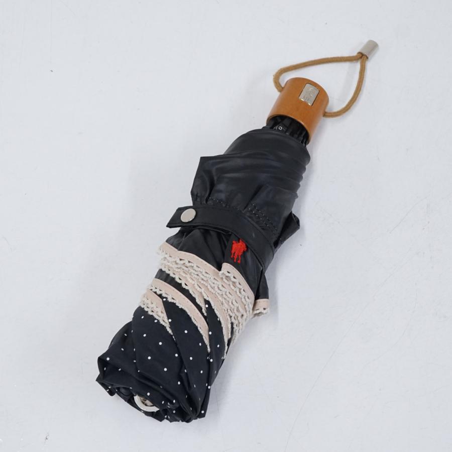 ラルフローレン 晴雨兼用折日傘 USED黒 スカラップ刺繍 UV 軽量 POLO RALPH LAUREN 折りたたみ傘 「WEB限定」遮光100 晴雨兼用