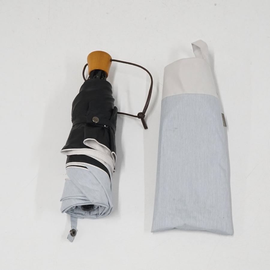 サンバリア100 完全遮光折日傘 USED品 3段折 コンビmoku ブルー