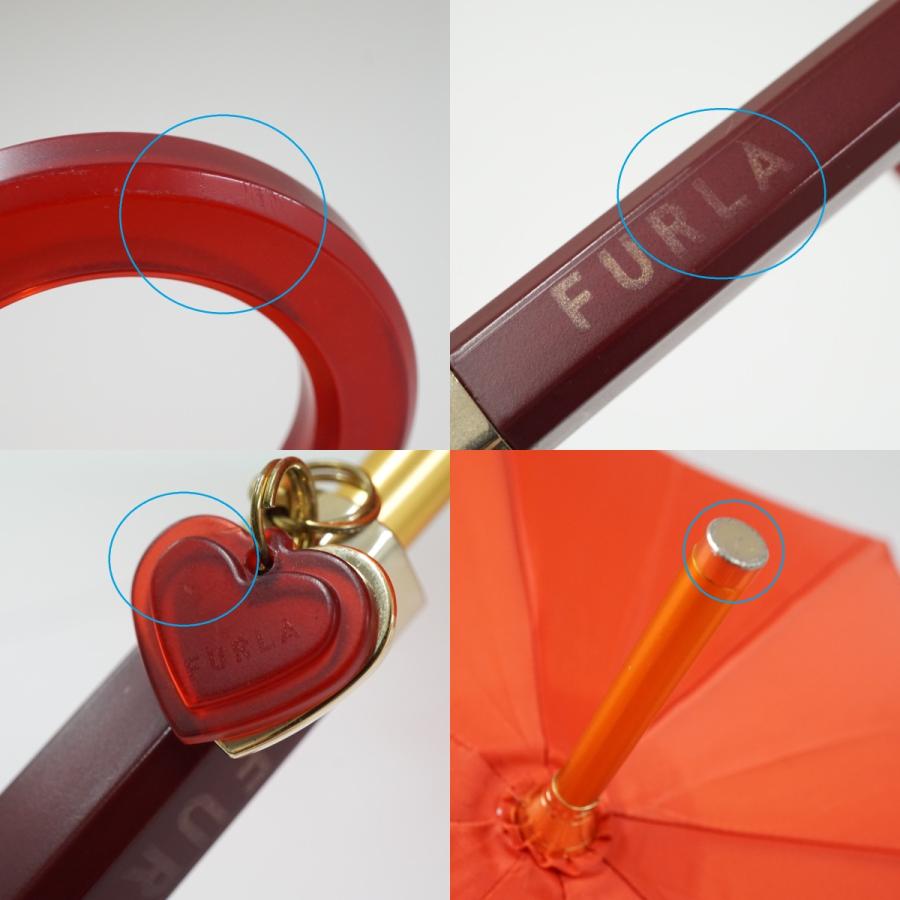 FURLA（フルラ） 傘 USED美品 レッド ハート ロゴ UV 長傘 ブランド