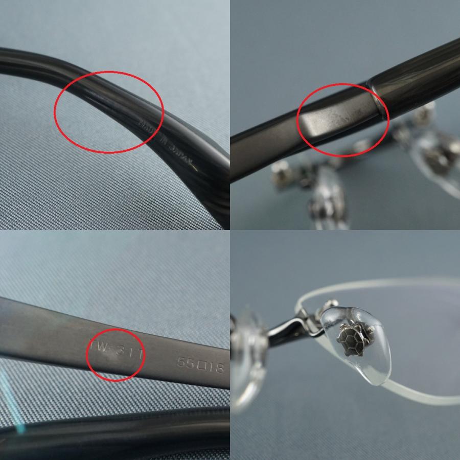 999.9 フォーナインズ 眼鏡 USED美品 TW-31T col.12 ガンメタリック ダークグレーマット チタン 中古 ケース付き X8749_9