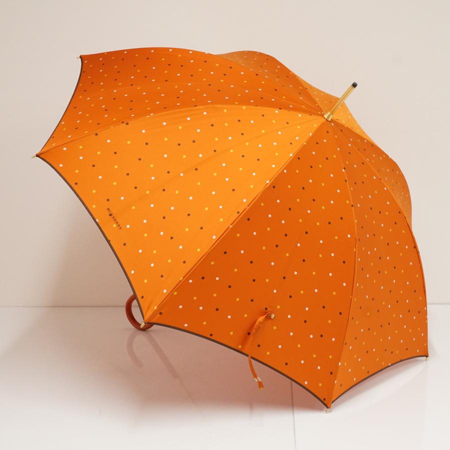 BURBERRY（バーバリー） 傘 USED品 ドット オレンジ レザー手元