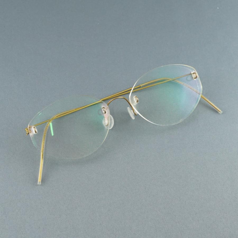 眼鏡 LINDBERG USED美品 リンドバーグ TB-155 イエロー リムレス ツー