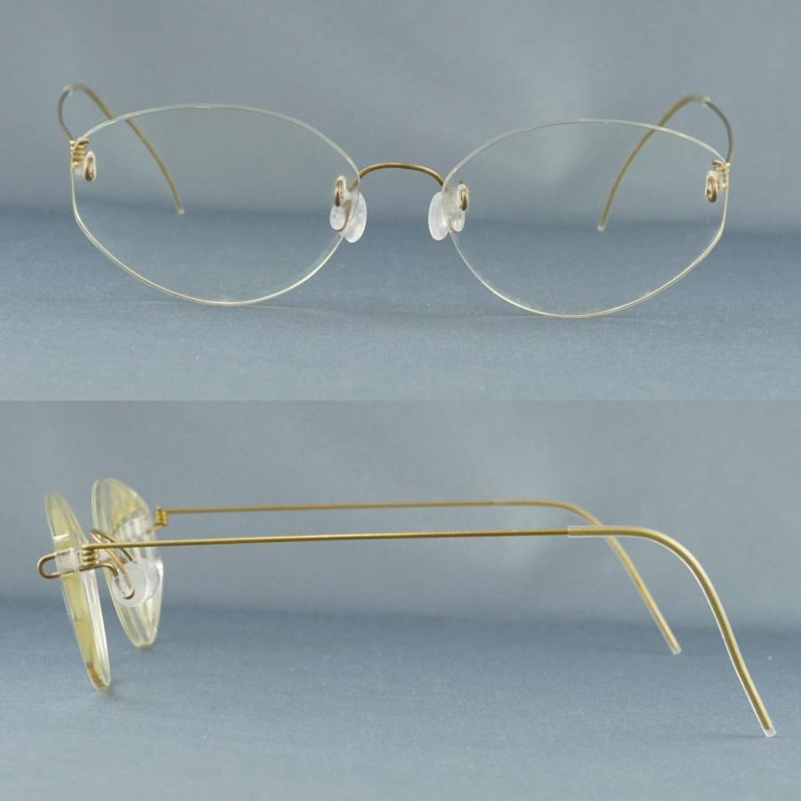 眼鏡 LINDBERG USED美品 リンドバーグ TB-155 イエロー リムレス ツー