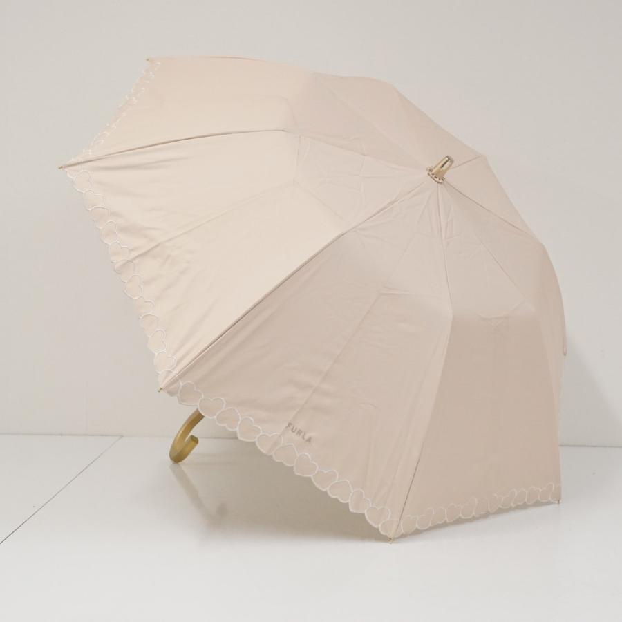 FURLA（フルラ） 折りたたみ日傘 USED品 晴雨兼用 ハート刺繍 UV 遮光