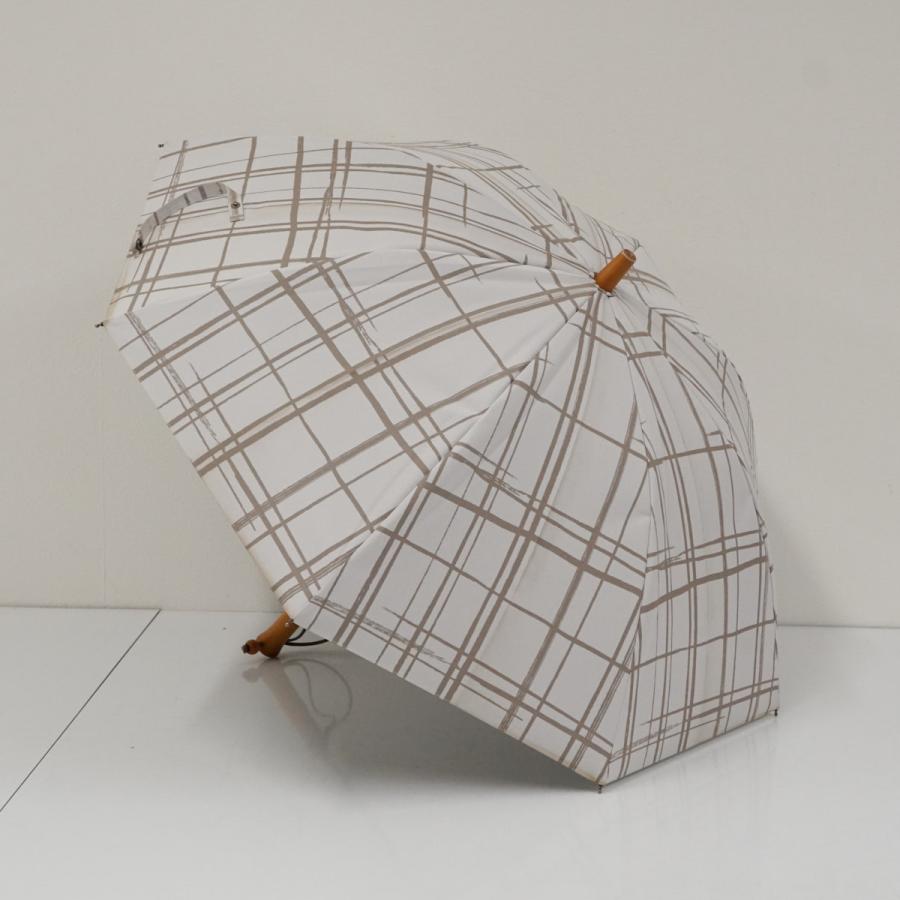 サンバリア100 完全遮光日傘 USED品 格子柄 モカ Sサイズ レトロ 晴雨