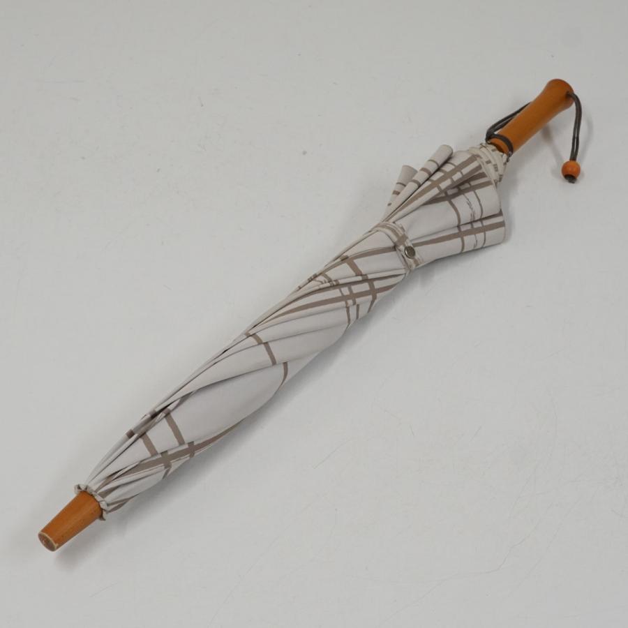 サンバリア100 完全遮光日傘 USED品 格子柄 モカ Sサイズ レトロ 晴雨