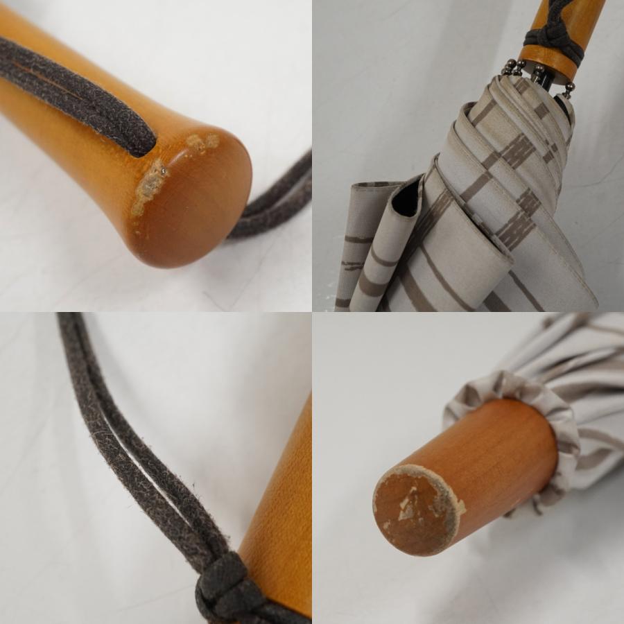 サンバリア100 完全遮光日傘 USED品 格子柄 モカ Sサイズ レトロ 晴雨