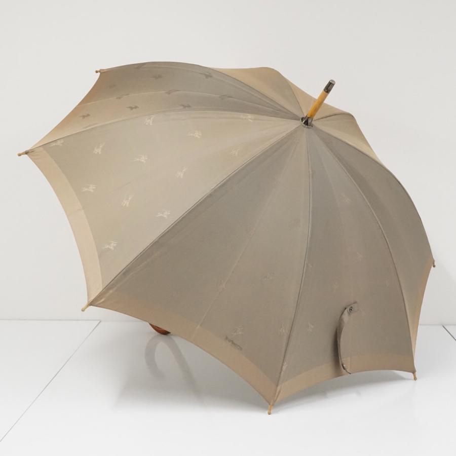 Burberry 傘　ビンテージ物 BURBERRY（バーバリー） 傘 USED品 紳士傘 ベージュ ジャカード ホース