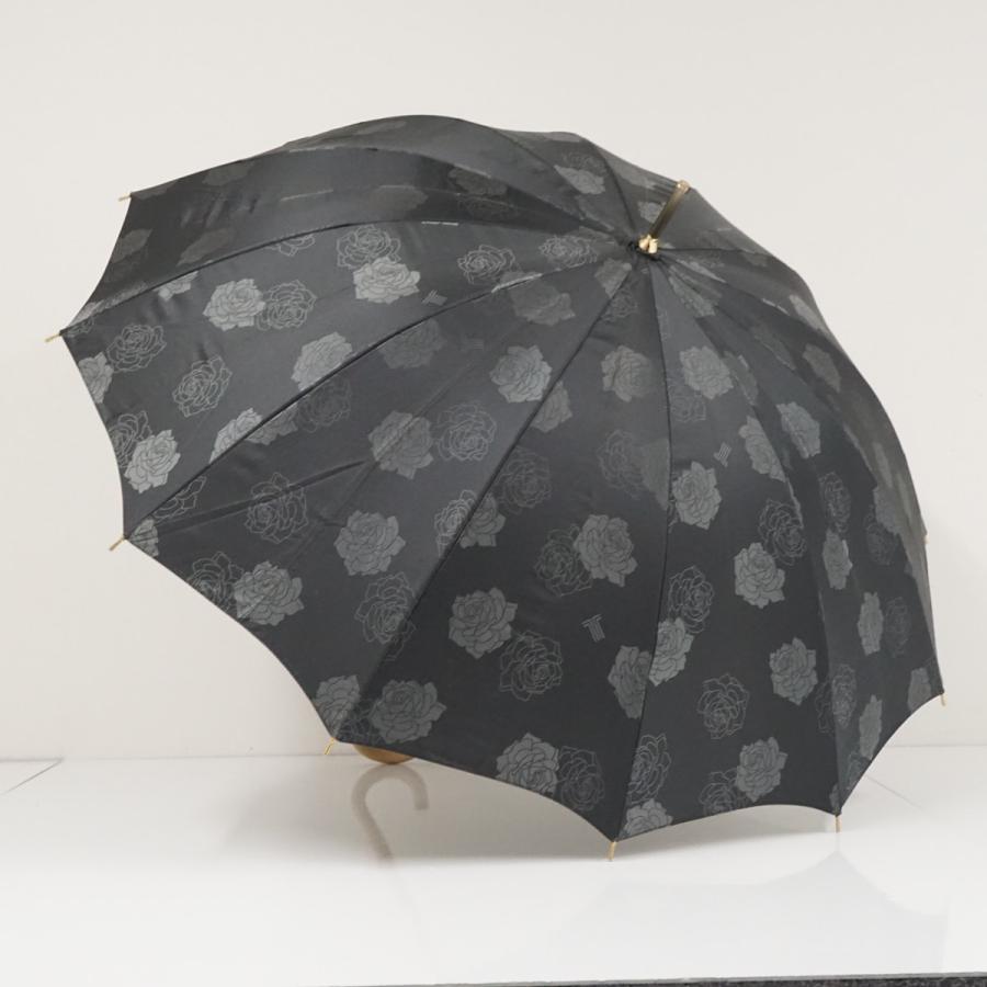 LANVIN COLLECTION 傘 ランバンコレクション USED美品 ブラック 薔薇