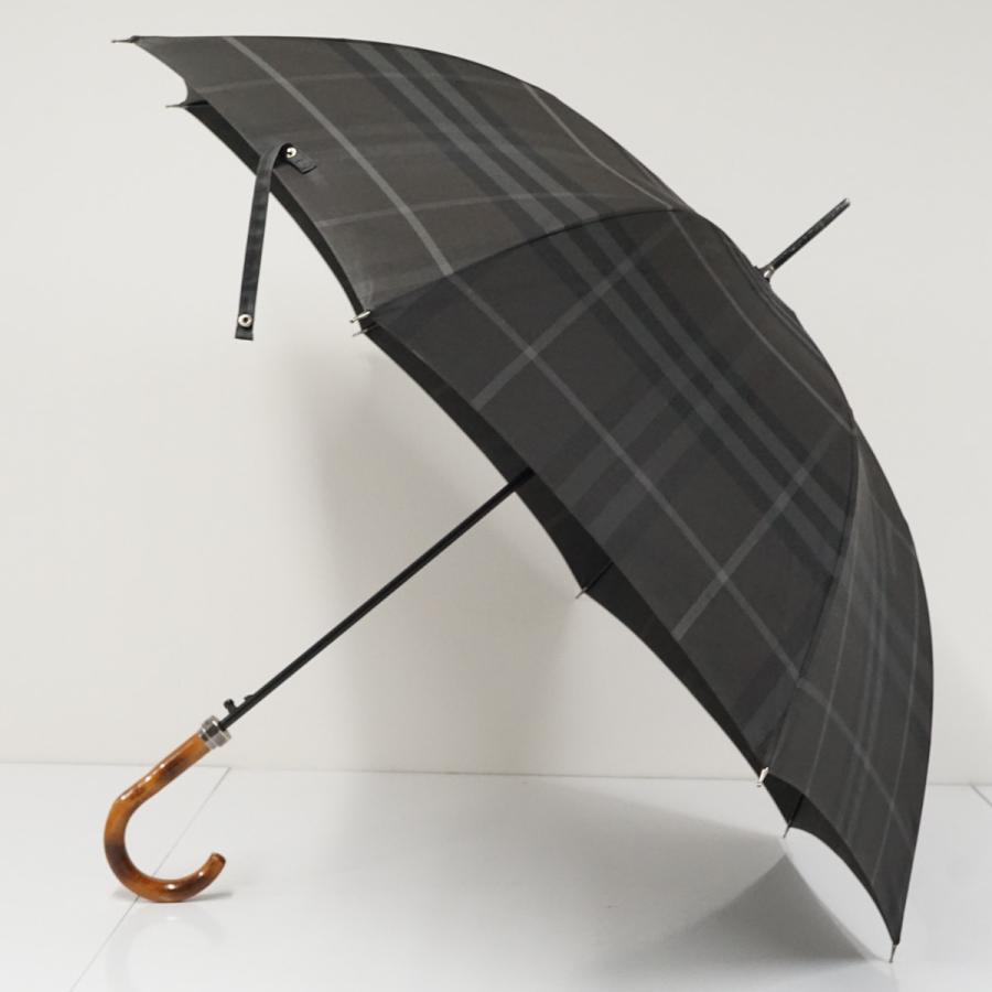 BURBERRY 長傘 65センチ 黒　バーバリー BURBERRY（バーバリー） 高級紳士傘 USED品 チェック ジャンプ