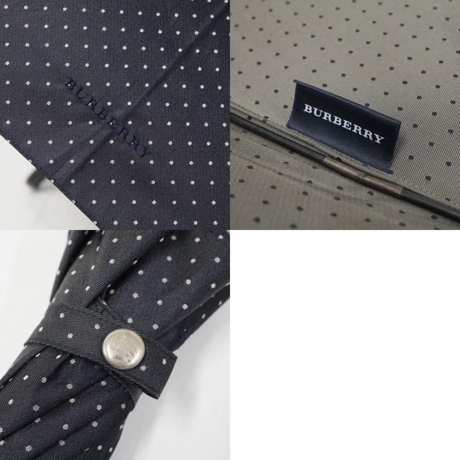 BURBERRY（バーバリー） 高級傘 USED美品 ピンドット ネイビー グラス
