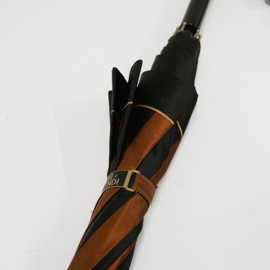 FENDI（フェンディ） 傘 USED品 高級 ストライプ ブラウン ブラック